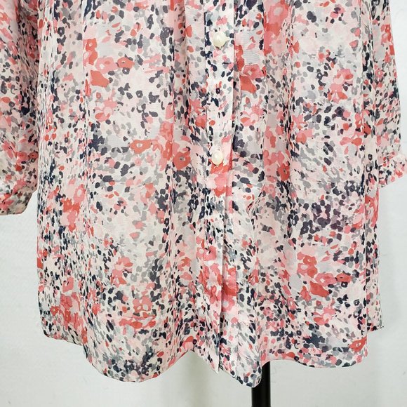 Flowy Charter Club Semi-Sheer Pleat Front Poly Tunic Blouse, 10 - Picture 5 of 12